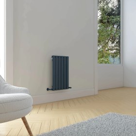 Resim Carisa Plata Yatay Alüminyum Radyatör Modern Tasarım Antrasit 60X42 cm 