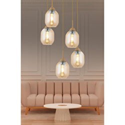 Resim Hierro 5 Li Yuvarlak Eskitme Modern Salon Avize Apliqa
