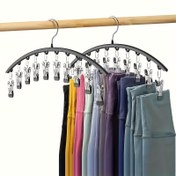 Resim Yer Tasarrufu Sağlayan Paslanmaz Çelik Askılar - Çoklu Kancalı Duvara Monte Organizatör, Kolay Kurulum Yoga Pantolonları, Taytlar ve Çoraplar İçin | Dayanıklı Metal Dolap & Küçük Alanlar için Giysi Askısı, Dikey Asma Tasarımı, Sağlam Yapı 