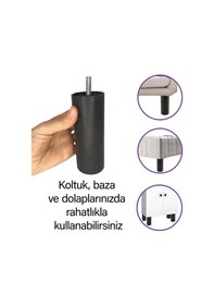 Resim 8 Adet Silindir Destek Ayağı 12 Cm Siyah Gizli Ayak Mobilya Kanepe Baza Koltuk Dolap Sehpa Tv Ünitesi Ayağı 
