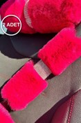 Resim TASARIM ARABAM ATİKE ELİF AKIN Fuşya Kürk Gümüş Taş Şeritli Kemer Konforu Set 2 Adet Kemer Pedi 