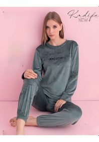 Resim Pijamerry Kadın Kışlık Bisiklet Yaka Kadife Pijama Takımı 3036y - 1 Adet Yeşil 
