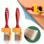 Resim 1 adet, 2'si 1 arada Renk Ayırma Kılavuzu ile Kenar Fırçası, Dayanıklı Plastik Sap, Çerçeve, Duvar, Pencere ve Tavan Kenarı için Çok Fonksiyonlu DIY Boya Aracı, Hafif, Hassas Lateks Boya Kesme Bölücü Aracı 