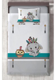 Resim Mekta Home Bebek Ve Çocuk Odası Kızılderili Filli Ve Seksek Desenli Yatak Örtüsü Renkli 