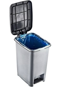 Resim 60 Lt Slim Pedallı Çöp Kovası Gri 