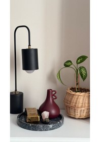 Resim Bollos Dark - Siyah Mermer Yuvarlak Tepsi / Sunumluk 