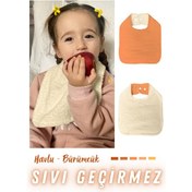 Resim Pamuklu Sıvı Geçirmez Mama Önlüğü Bürümcük-havlu Çift Yönlü K-bej Bej - Kiremit 