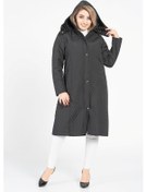 Resim Vetre Kadın Kapitone Mont (105 Cm) Siyah Büyük Beden 1018 Çok Renkli 