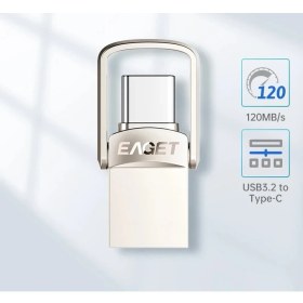 Resim Eaget Cu20. 128Gb.Type-C ve Usb 3.2 Type-C Girişli Tüm Telefonlara İphone 15/16 Serisine Samsung Xiaomi Huawei Oppo Redmi Uygun Süper Hızlı Usb Flash Bellek Otg Çift Giriş Metal Sağlam ve Orginal 