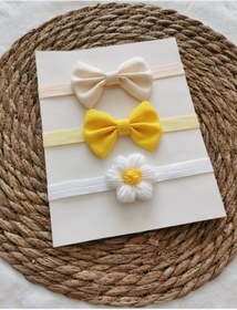Resim Kız Çocuk/bebek Fiyonk Ve Papatya Bandana Seti 