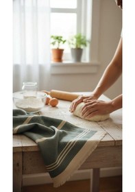 Resim Pamuklu , Püsküllü , Yüksek Emiş Güçlü El Ve Kurulama Bezi Mutfak Havlusu 30 X 50 Cm - Yeşil Yeşil 