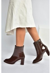 Resim Fox Shoes V590166308 Kahverengi Rugan Kalın Topuklu Klasik Kadın Bot Kahverengi-rugan 