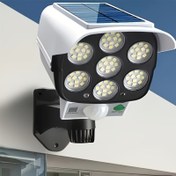 Resim Hareket Sensörlü Güneş Enerjili LED Uzaktan Kumandalı Güvenlik Lambası - 77 LED Bahçe Gözetim Aparatı, Akıllı Dış Duvar Lambası, Ev ve İş için Güneş Enerjili Dış Güvenlik Lambası, Gözetim Aydınlatması, Şık Duvar Montajı, Dayanıklı Plastik Gölgelik 