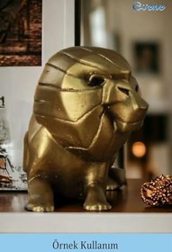 Resim Evene Biblo Dekoratif Obje Heykel Aslan Biblo Dekoratif Süs Eşyası Altın Eskitme Renk Model 37, ebiblomodel37 