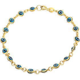 Resim Laseyta 4mm Cam Nazar Boncuğu Göz Bileklik -925 Ayar Gümüş Bileklik 