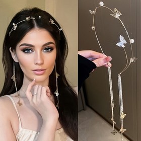 Resim Kadınlar için şık kelebek püsküllü saç bandı, mistik fotoğrafçılık aksesuarı, orman saç tokası, geleneksel Çin saç aksesuarı, tatlı tarz 