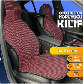 Resim Suzuki Baleno Uyumlu Koltuk Kılıfı Minder Çizgili Siyah Kırmızı 2+1 Ön Arka Set 