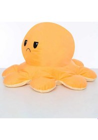 Resim Mod Değiştiren Ahtapot Duygulu İki Yüzlü Peluş Oyuncak 20 Cm Hediyelik Uyku Arkadaşı Turuncu 