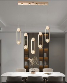 Resim Beckett 5'li Sıralı Kristal Top Başlıklı Gold Sarkıt Led Avize Gold 