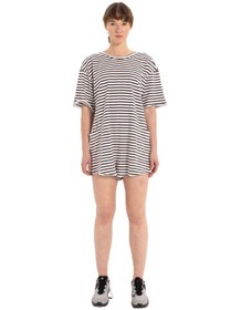 Resim Inguz Stripe %100 Pamuk Şort Tulum Siyah - Beyaz 