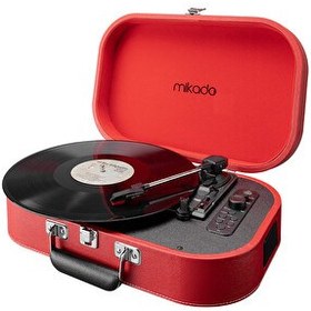 Resim Mikado Nostalgia MN-101 USB + RCA + Bluetooth Destekli Kırmızı Pikap 