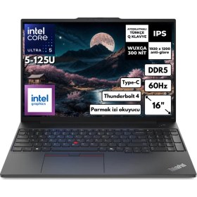 Resim Lenovo Thinkpad E16 G2 Ultra 5-125U 8-Gbddr5 256 Gbssd Intel Graphics 16" Wuxga Freedos Taşınabilir Bilgisayar 21MA003MTXFR21 