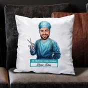 Resim En Başarılı Erkek Genel Cerrahı Karikatürlü Yastık 