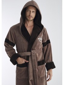 Resim Legend Nakış Triga Bukle Bambu Cotton Erkek Bornoz Kahve 