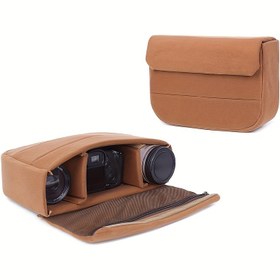 Resim Canon Nikon Sony DSLR Kameralar için Ayarlanabilir Bölmeler ile Darbeye Dayanıklı Yumuşak Kamera İç Çantası Astarı - Dayanıklı Polyester, Şık Tasarım, Seyahat ve Günlük Kullanım için Mükemmel, Kamera Çantası 