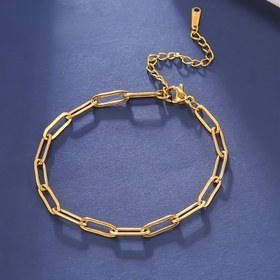 Resim Kadınlar için Şık Altın Tonlu Titanyum Çelik Bilezik - Şık Kağıt Klipsi Tasarım, Ayarlanabilir Zincir Uzatma, Günlük Kıyafet veya Partiler için Mükemmel, Çok Yönlü Bilezik | Şık Zarafet | Cilalı Yüzey 