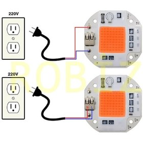 Resim 220V 50W Bitki Büyütme Ledi Klemensli Tüm Işık Spektrumlu Fide 