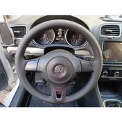 Resim Dikişli Direksiyon Kılıfı Damarlı Siyah Deri Siyah Dikişli Volkswagen Golf İçin 