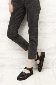 Resim Gönderi R Kadın Siyah Cırt Bantlı Dolgu Topuk Hakiki Deri Sandalet Dyza70945885 Siyah 