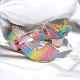 Resim PATİK BEBE Gökkuşağı Renkli Kız Çocuk Topuklu Ayakkabı 