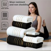 Resim 8 adet - Altın Çizgi Deseni, 2 Büyük Banyo Havlusu, 4 El Havlusu, 2 Kare Havlu, Kalın Mercan Polar Havlusu, Mikrofiber, Çok Renkli, Emici, Hızlı Kuruyan, Yumuşak ve Rahat, Banyo Malzemeleri, Banyolar, Duşlar, Oteller, Spor Salonları ve Spa'lar için Uygun 