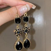 Resim 1 Pair Elegant Lüks Geometrik Rhinestone Kaplama Damla Küpeler Kadınlar Için, Çinko Alaşım Bakır Post ile, Günlük ve Parti Etkinlikleri Için Çok Yönlü, Tüm Mevsim Moda Aksesuarı 