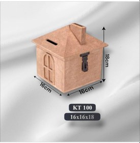 Resim Ahşap-boyanabilir-ev Görselli Kumbara 