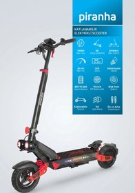 Resim Piranha 5025 K 1000W Katlanabilir Elektrikli Scooter Kırmızı 