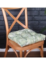 Resim Altınpamuk Altınpamuk 4'Lü Lüx Pofidik Palmiye Yeşil Sandalye Minderi Özel D 