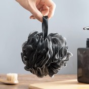 Resim Erkekler İçin Ekstra Büyük Peeling Banyo Topu - Kaymaz Yumuşak Açık Bej Renkli Siyah File Dokulu, Tüm Cilt Tipleri için Nazik Temizlik Sağlayan Dayanıklı Duş ve Banyo Arkadaşı 