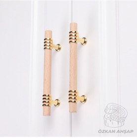 Resim Ahşap Kulp Lüks Country Mutfak Mobilya Dolap Çekmece Kulbu 128 MM 