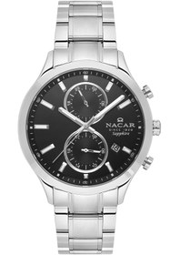 Resim Nacar SAFİR CAM SPOR GÜMÜŞ ERKEK KOL SAATİ NC33-298316G-ABM 