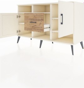Resim Hyperion Konsol 5 Raflı Tek Çekmeceli 2 Kapaklı 132x44x83 Aytaşı-aytaşı/çam Aytaşı/çam 