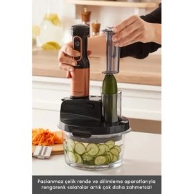 Resim Karaca Sebze, Et ve Meyve Dilimle Doğra Karıştır Rendele Çırp Smoothie Yap 6 Bıçaklı 2500W Yüksek Güçlü Premium Mutfak Robotu & Blendır Inox 