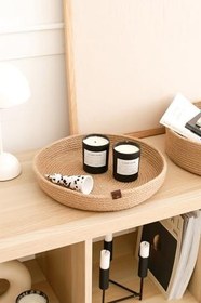 Resim Jüt Halat Düzenleyici Saklama Dekoratif Hasır Sepet Organizer 30x5 