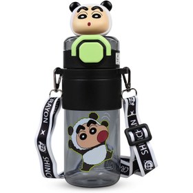 Resim Vagonlife Crayon Shinchan Tritan Pipetli Matara 650 ml Siyah 