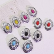 Resim 1 Çift Bohem Tarzı Vintage Esintili Küpeler, Titanyum Saplamalı Gümüş Kaplama Demir, Plastik Mozaik, Kadınlar İçin Şık Günlük ve Tatil Giyim 