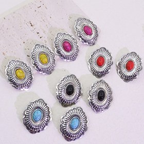 Resim 1 Çift Bohem Tarzı Vintage Esintili Küpeler, Titanyum Saplamalı Gümüş Kaplama Demir, Plastik Mozaik, Kadınlar İçin Şık Günlük ve Tatil Giyim 