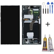 Resim Te Samsung Uyumlu S22 Ultra 5g S908e Uyumlu Çıtalı Lcd Ekran Servis Yeşil+montaj Seti 