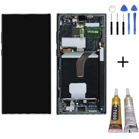 Resim Te Samsung Uyumlu S22 Ultra 5g S908e Uyumlu Çıtalı Lcd Ekran Servis Yeşil+montaj Seti 